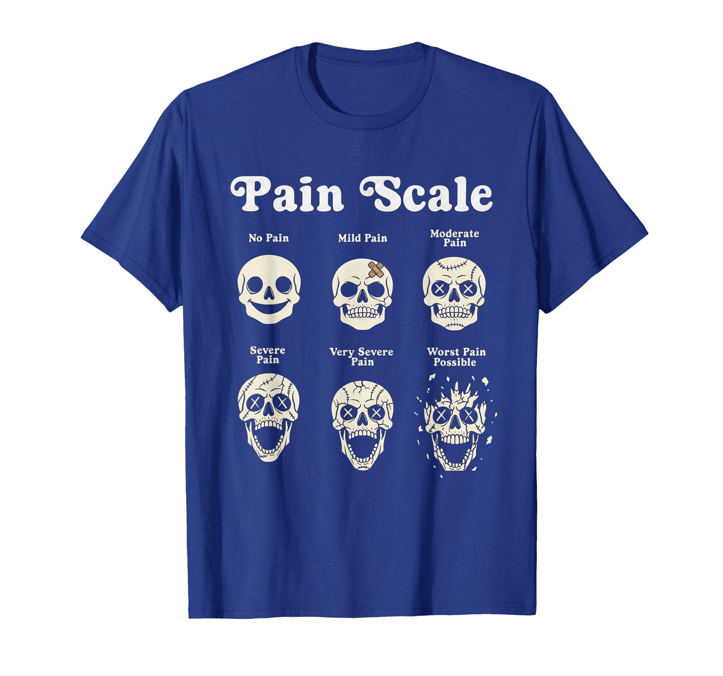 Skeleton Pain Scale Funny Halloween Trauma Nurse Spooky T-Shirt