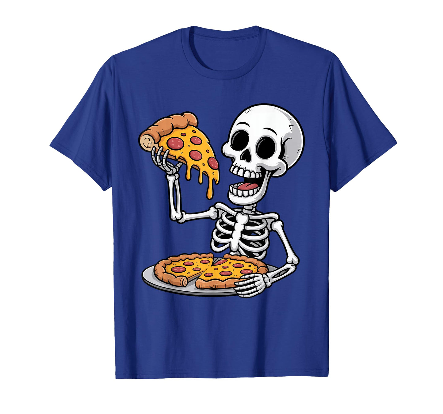 Halloween Creepy Skeleton Eating Pizza Funny Trick or Treat T-Shirt