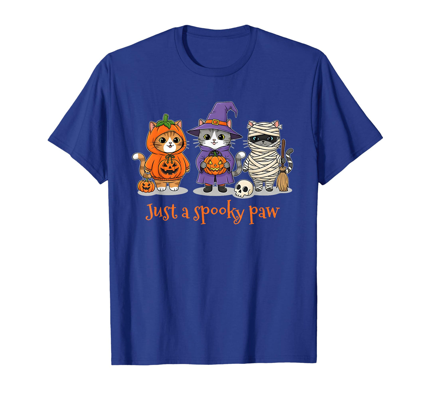Just a Spooky Paw Funny Cat Halloween Ghost T-Shirt