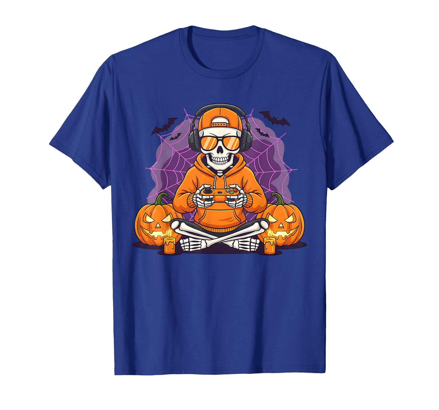 Skeleton Gamer Halloween Spooky Gaming Skeleton Boys Men T-Shirt