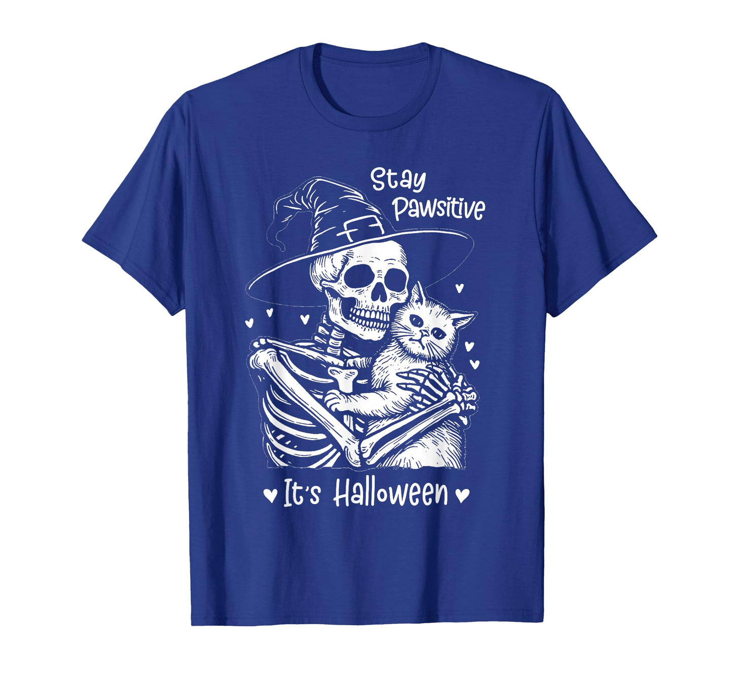 Stay Pawsitive, it’s Halloween Pet Black Cat Spooky Skeleton T-Shirt