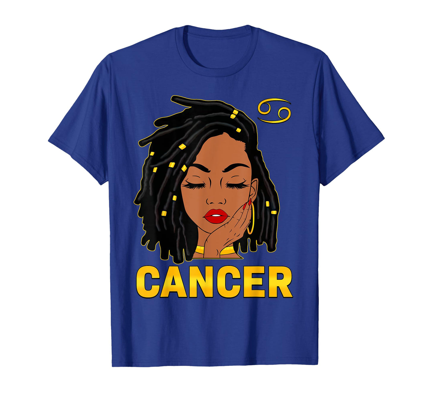 Cancer Queen Loc'd Hair Black Woman Zodiac Sign Birthday T-Shirt