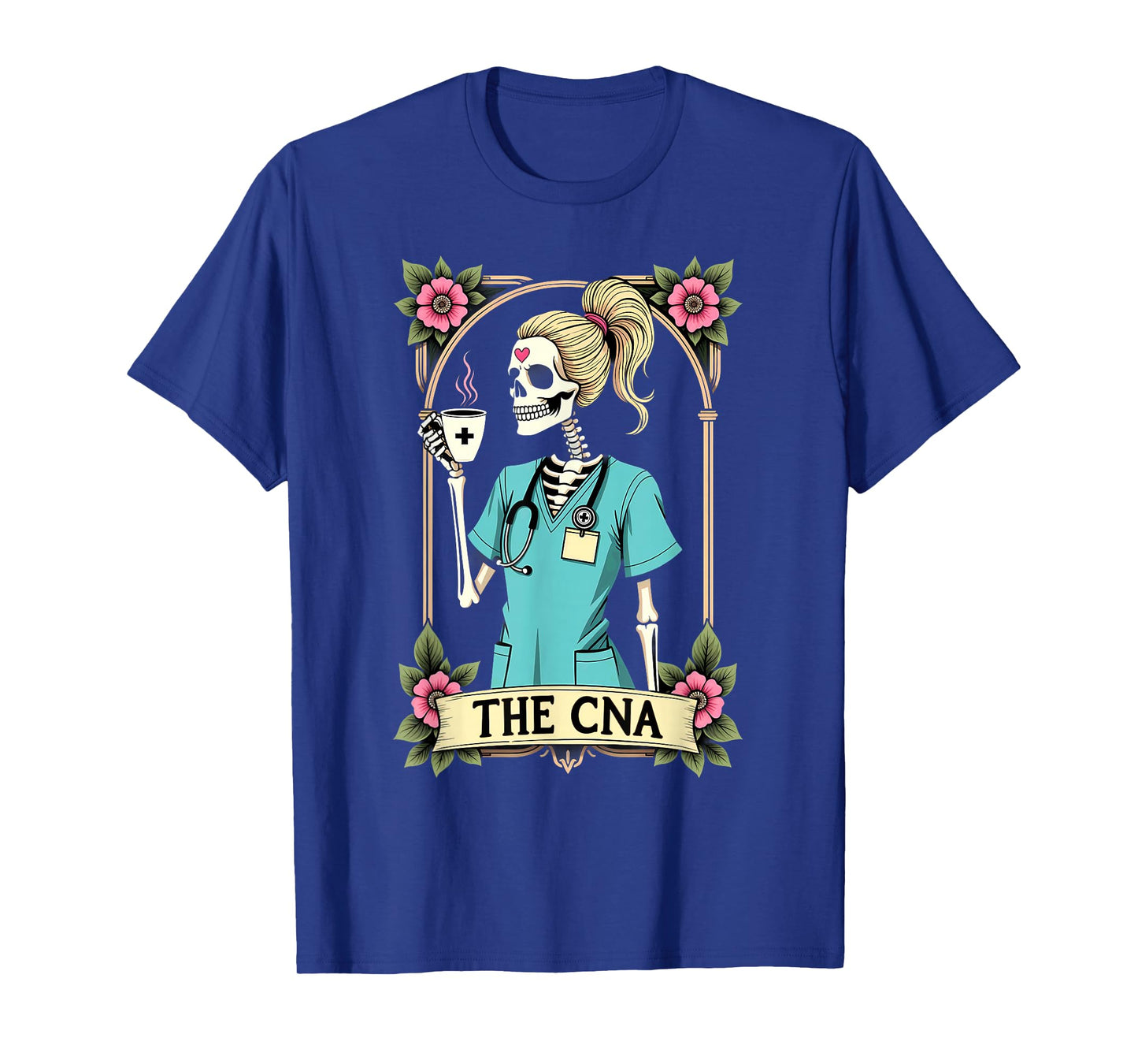Gothic Tarot Card Skeleton CNA Nurse Coffee Halloween T-Shirt