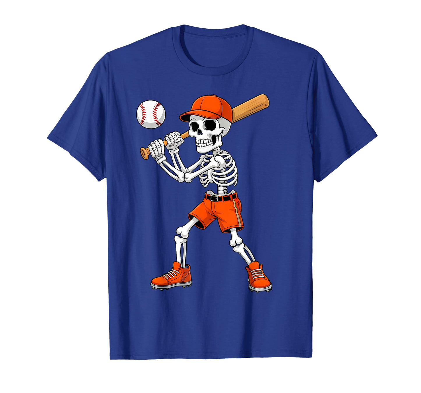 Funny Skeleton Play Baseball Halloween Costume Boys Men Kids T-Shirt