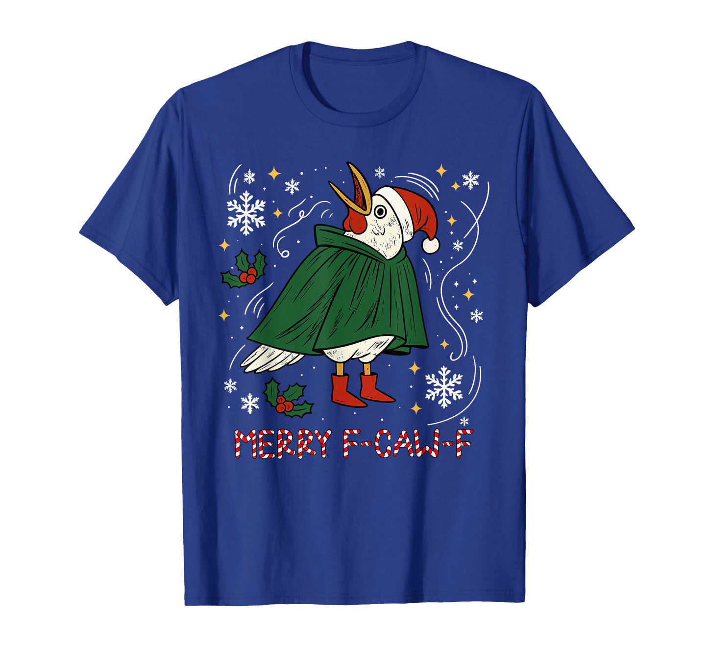 Merry Christmas Funny Raven Bird F-CAW-F Xmas Holiday T-Shirt