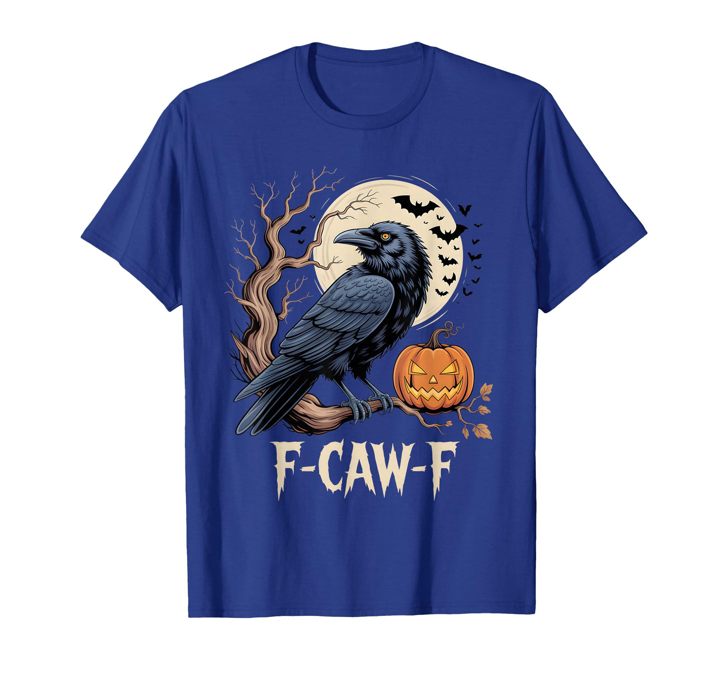 F-Caw-F Crow Funny Halloween Crow Moon Pumpkin Vibes T-Shirt