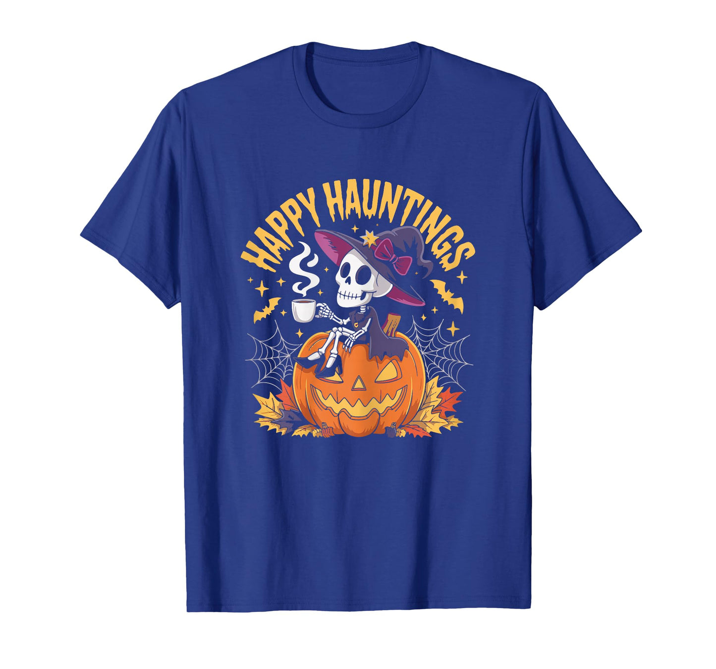 Witch Skeleton Coffee Lover Spooky Halloween Outfit Women T-Shirt