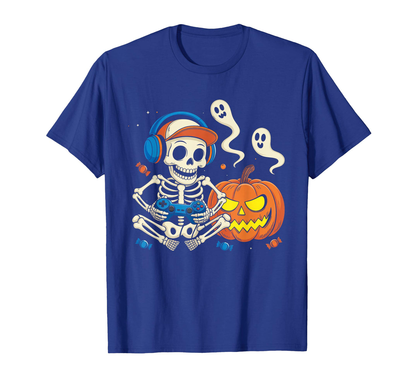 Halloween Shirts Cool Teen Boy Skeleton Gaming Men Halloween T-Shirt