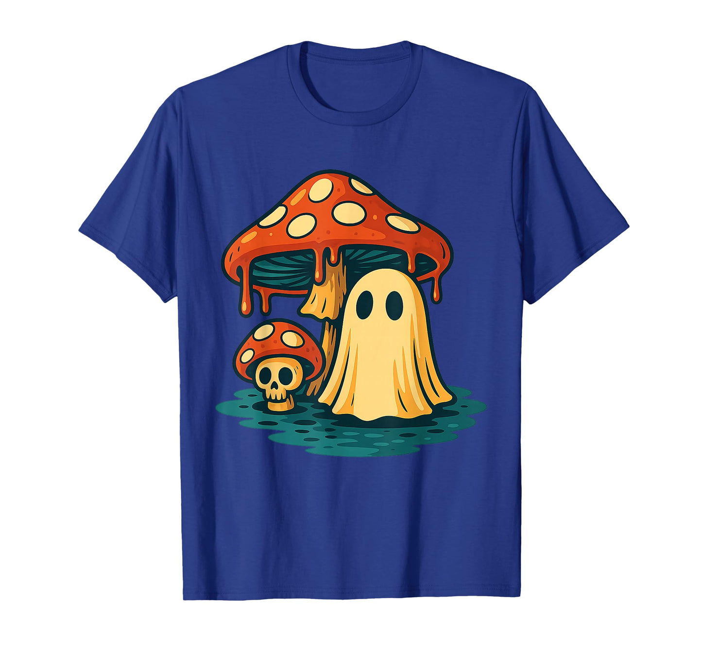 Funny Halloween Ghost Mushroom Spooky Head Skeleton T-Shirt