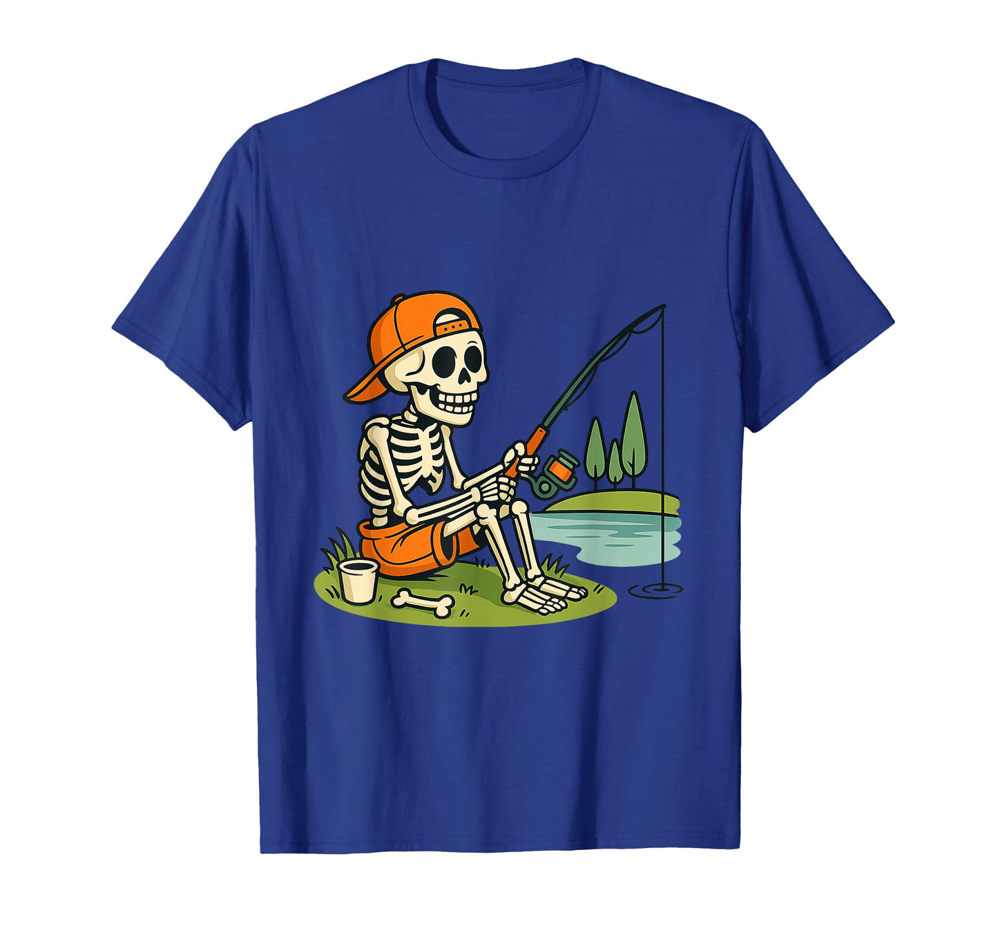 Skeleton Fishing Halloween Costume Funny Fishing Boys Kids T-Shirt