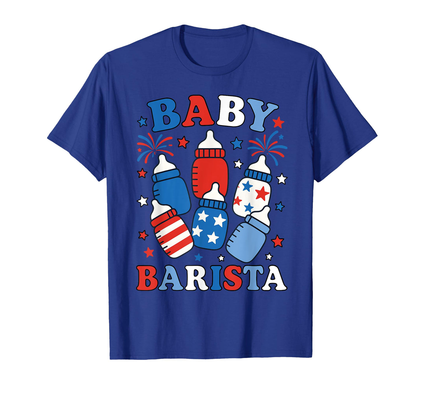 Retro NICU Baby Barista 4th Of July Nurse Mother Baby Nurse T-Shirt