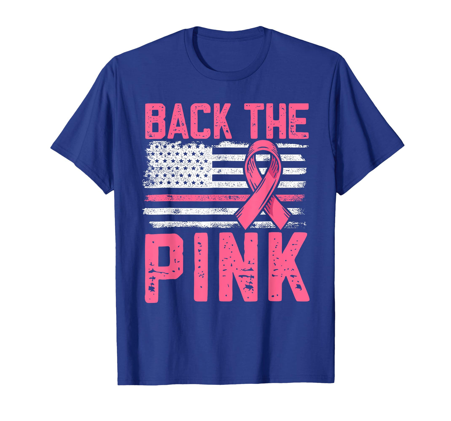 Back The Pink Breast Cancer Awareness American Flag Vintage T-Shirt
