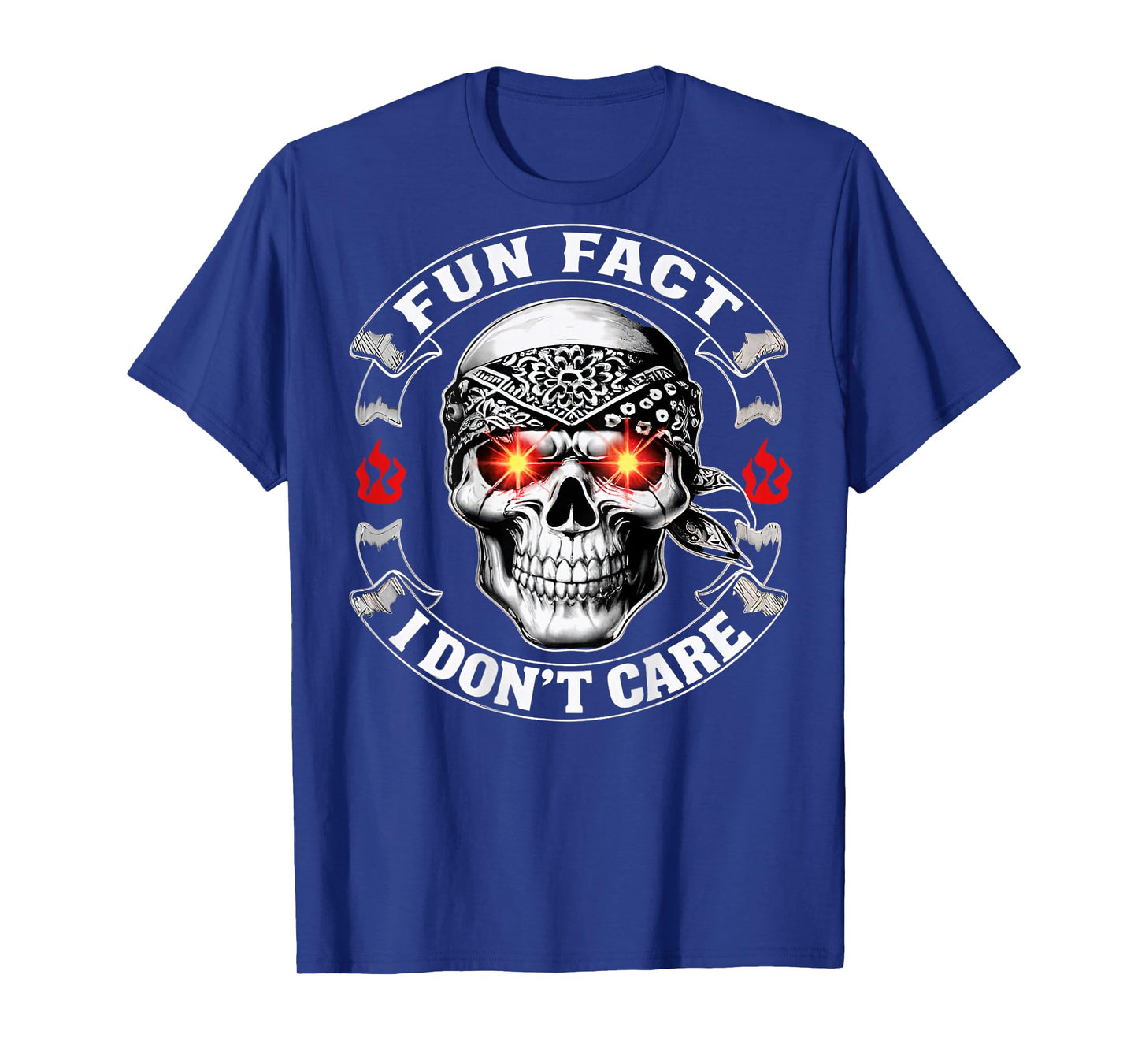 Fun Fact I Don't Care Funny Skeleton Sarcastic (ON Back) T-Shirt