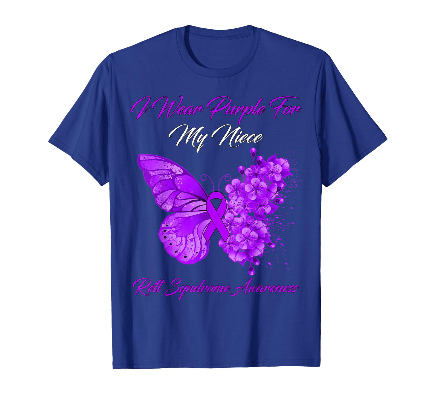Butterfly I Wear Purple For My Niece Rett Syndrome Awareness T-Shirt