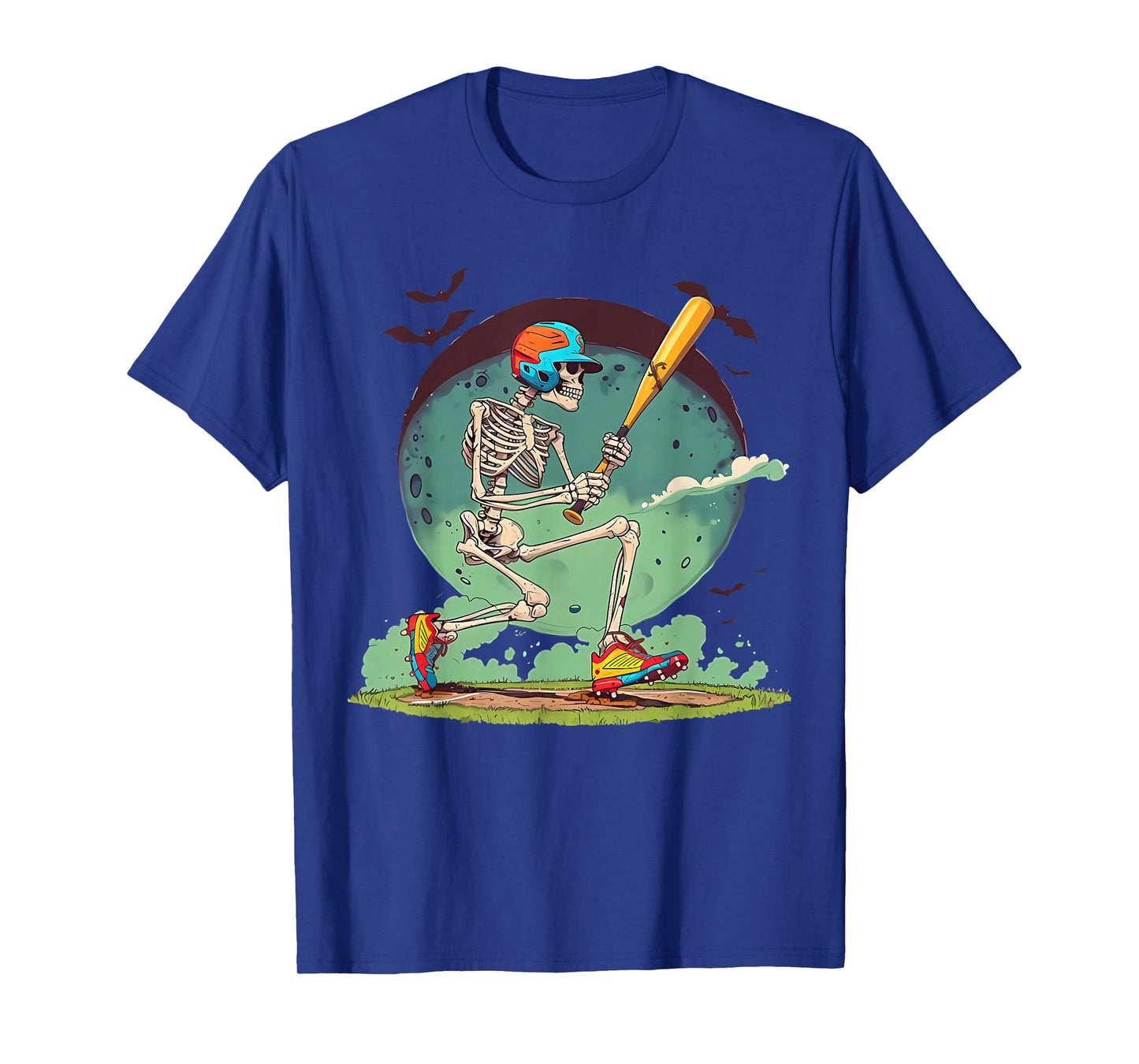 Skeleton Baseball Player Halloween Costume Funny Men Boys T-Shirt
