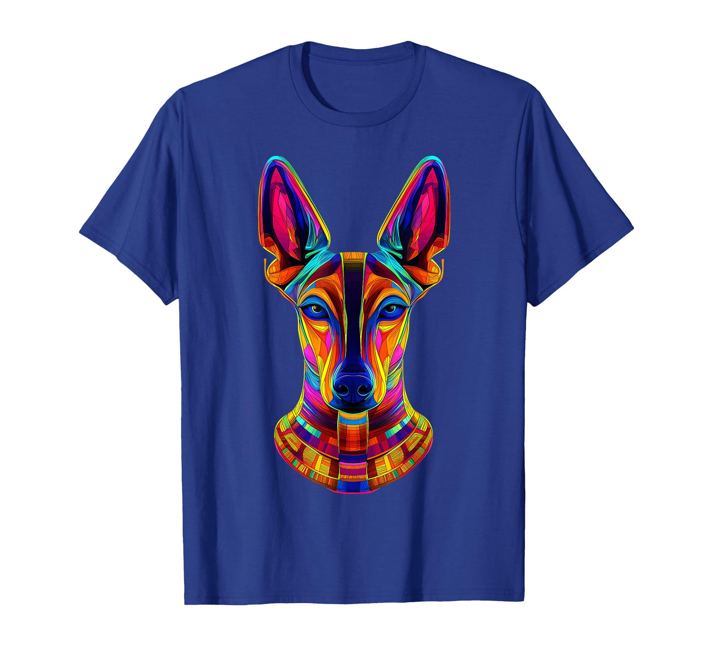 Colorful Pharaoh Hound Face Egyptian Dog Lover Black T-Shirt for Men Women Kids