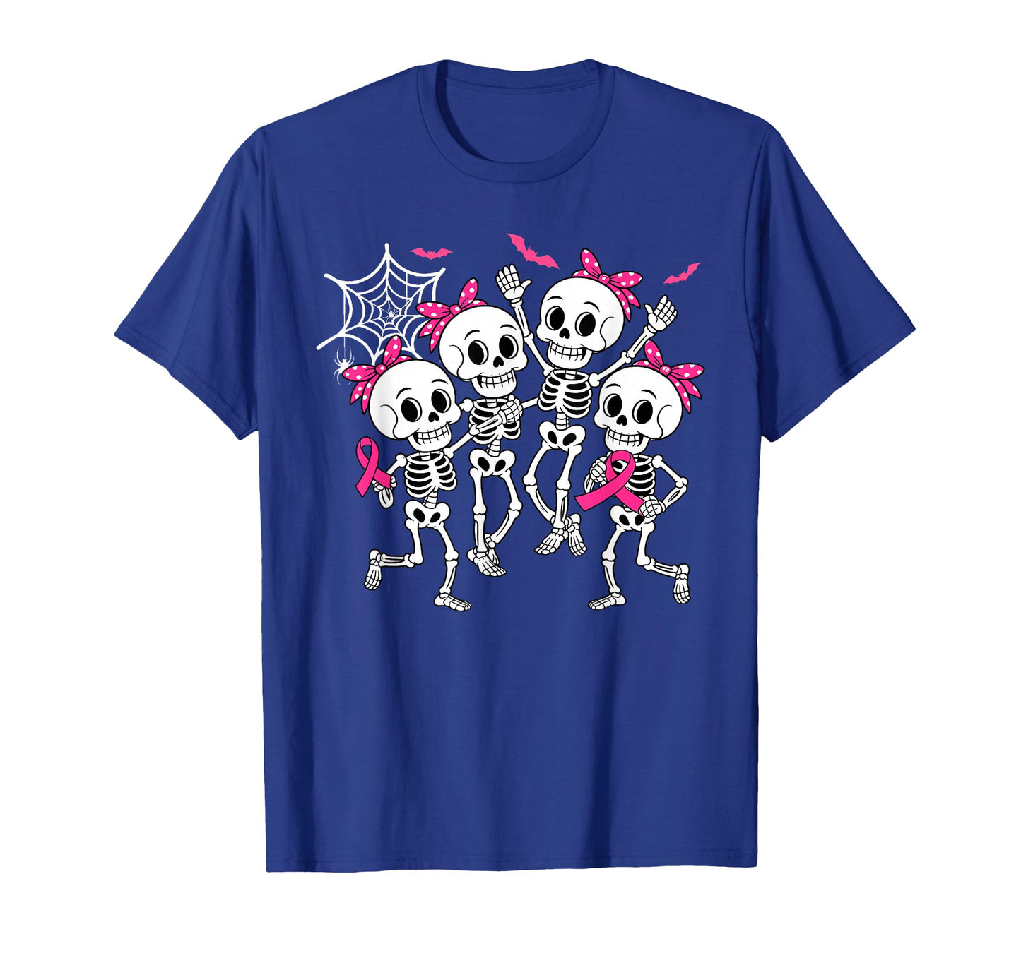 Skeleton Pink Ribbon Breast Cancer Awareness Women Men Kids T-Shirt