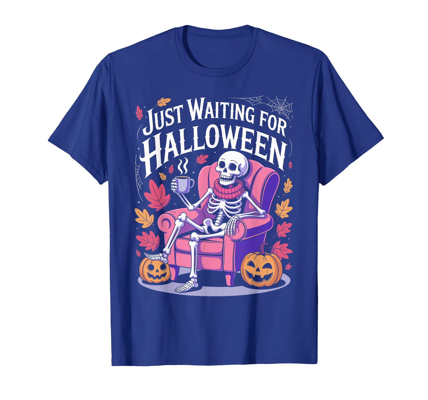 Just Waiting for Halloween Costume Summerween Skeleton Funny T-Shirt