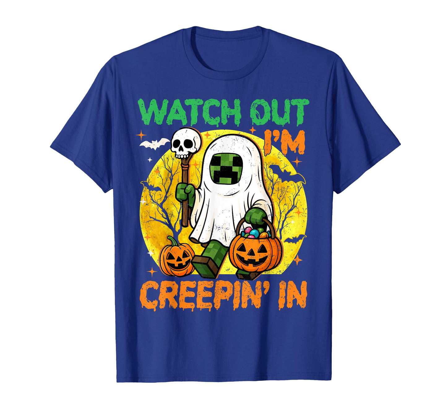 Boys Halloween Shirt Kids Game Pixel Ghost Creepin in Spooky T-Shirt
