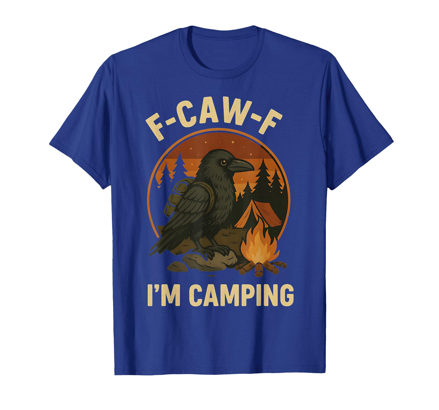 Funny Raven Camping Shirt Crow Tent Forest Bonfire T-Shirt