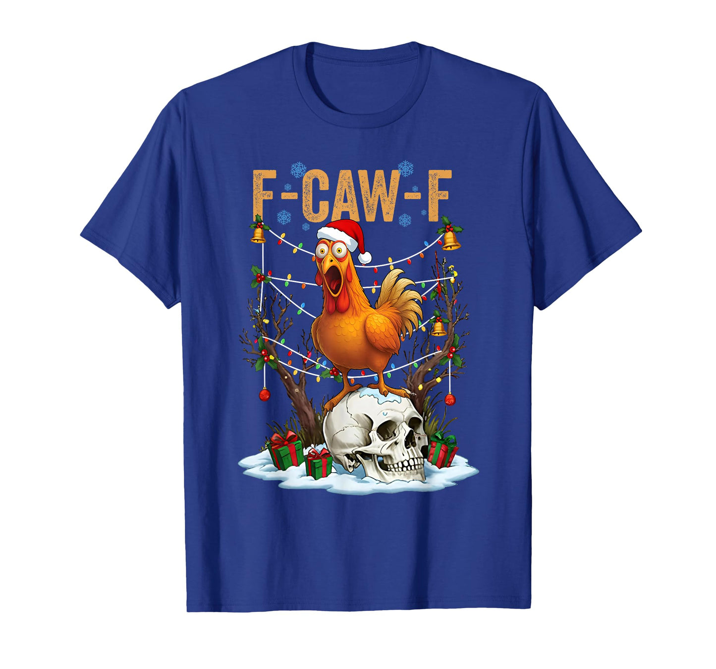 Merry F-Caw-F Chicken Snowflake Rooster Christmas Holiday T-Shirt
