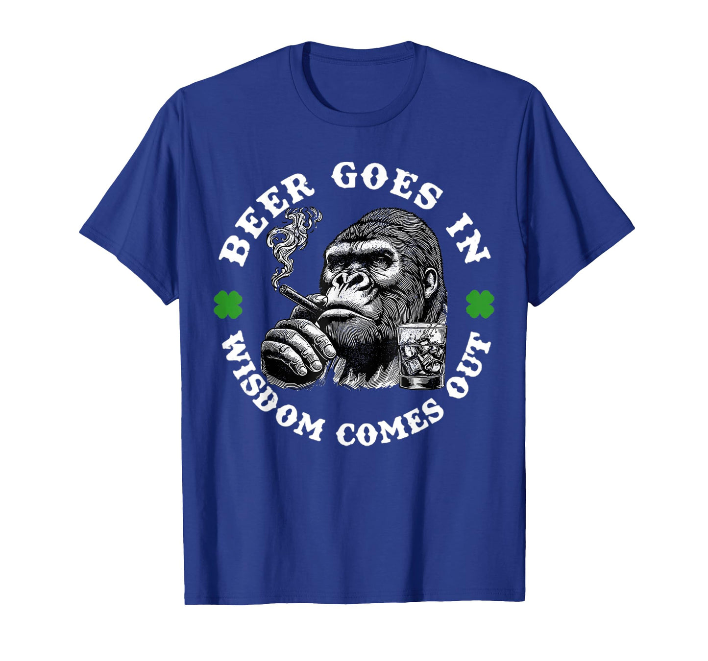 Beer Goes in Wisdom Comes Out Monkey T-Shirt