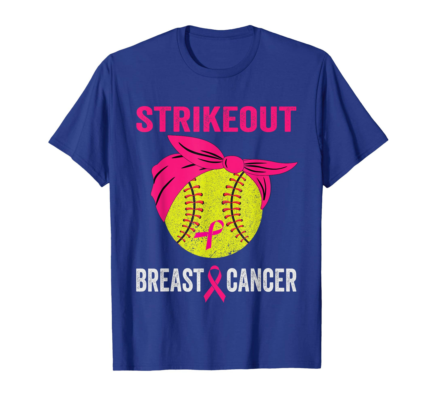 Strike Out Softball Breast Cancer Awareness Messy Bun T-Shirt