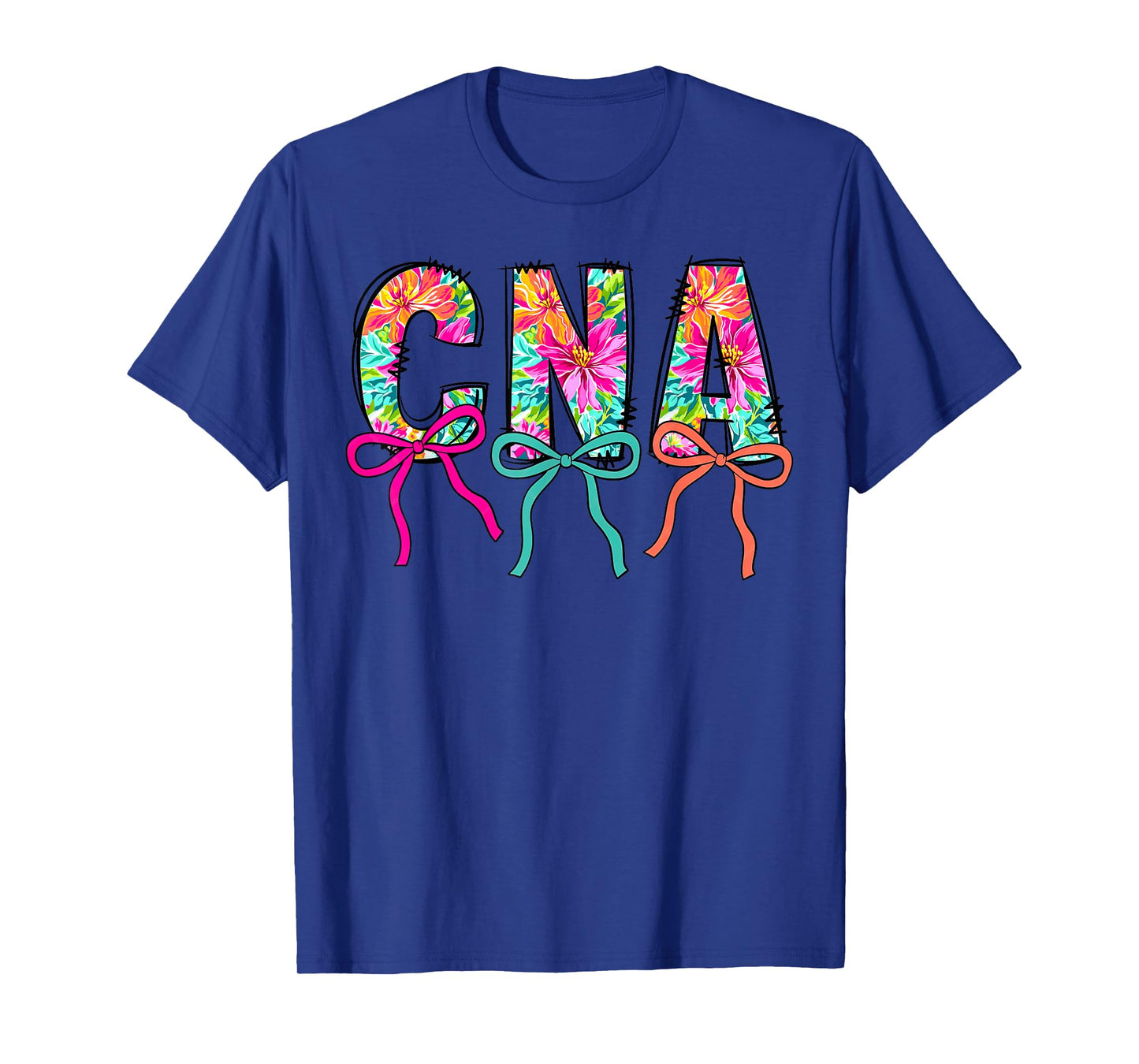 Coquette Bow CNA Nurse Summer Tropical Flowers Aloha Hawaii T-Shirt
