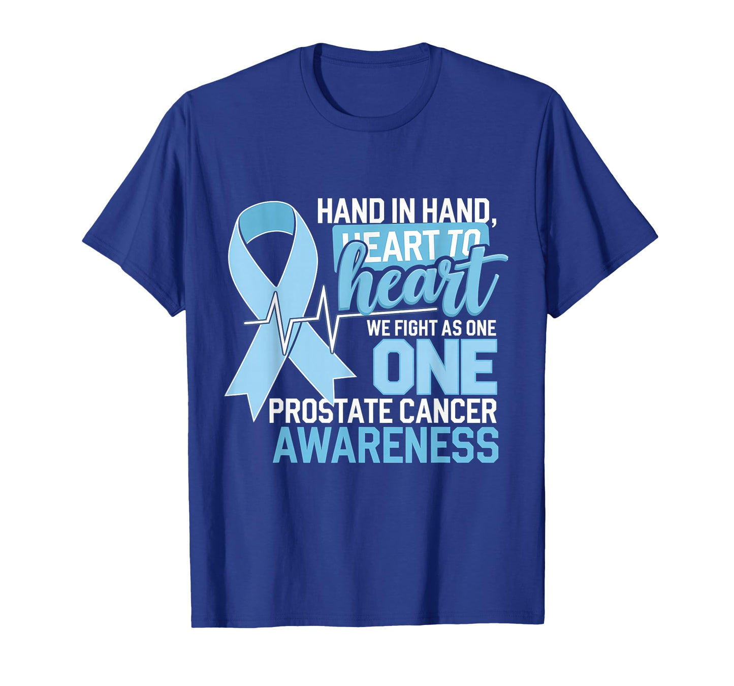 Prostate Cancer Awareness Heart To Heart Light Blue Ribbon T-Shirt