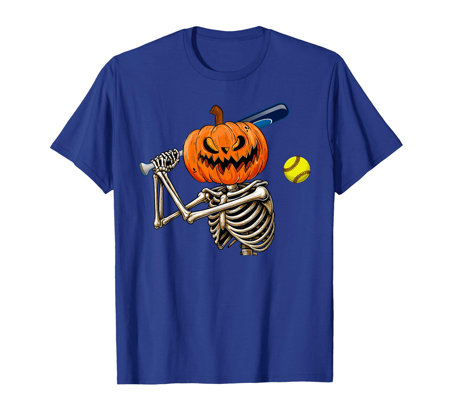 Softball Player Skeleton with Moon Halloween Costume Boys T-Shirt