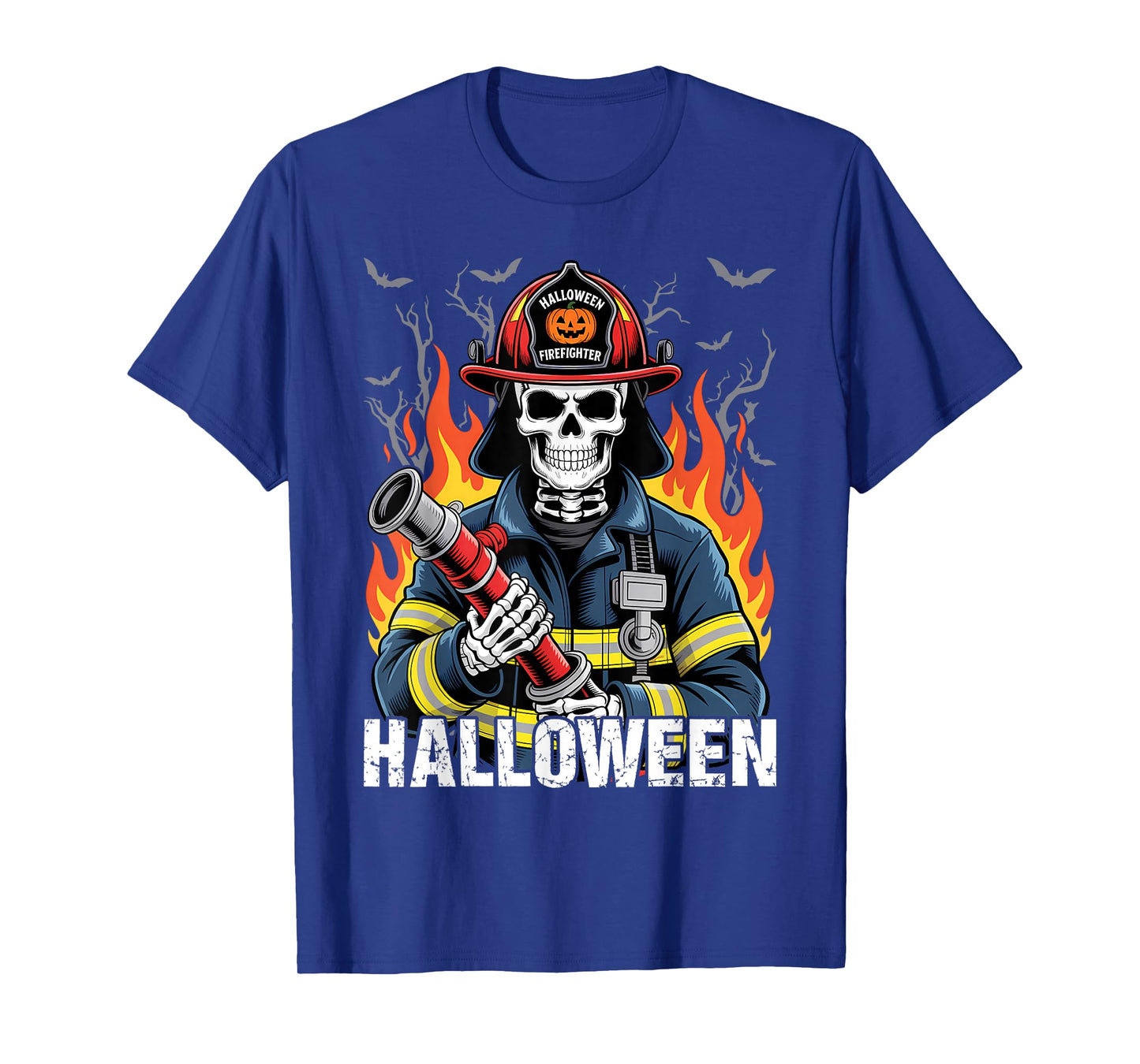 Halloween Skeleton Fireman Firefighter T-Shirt