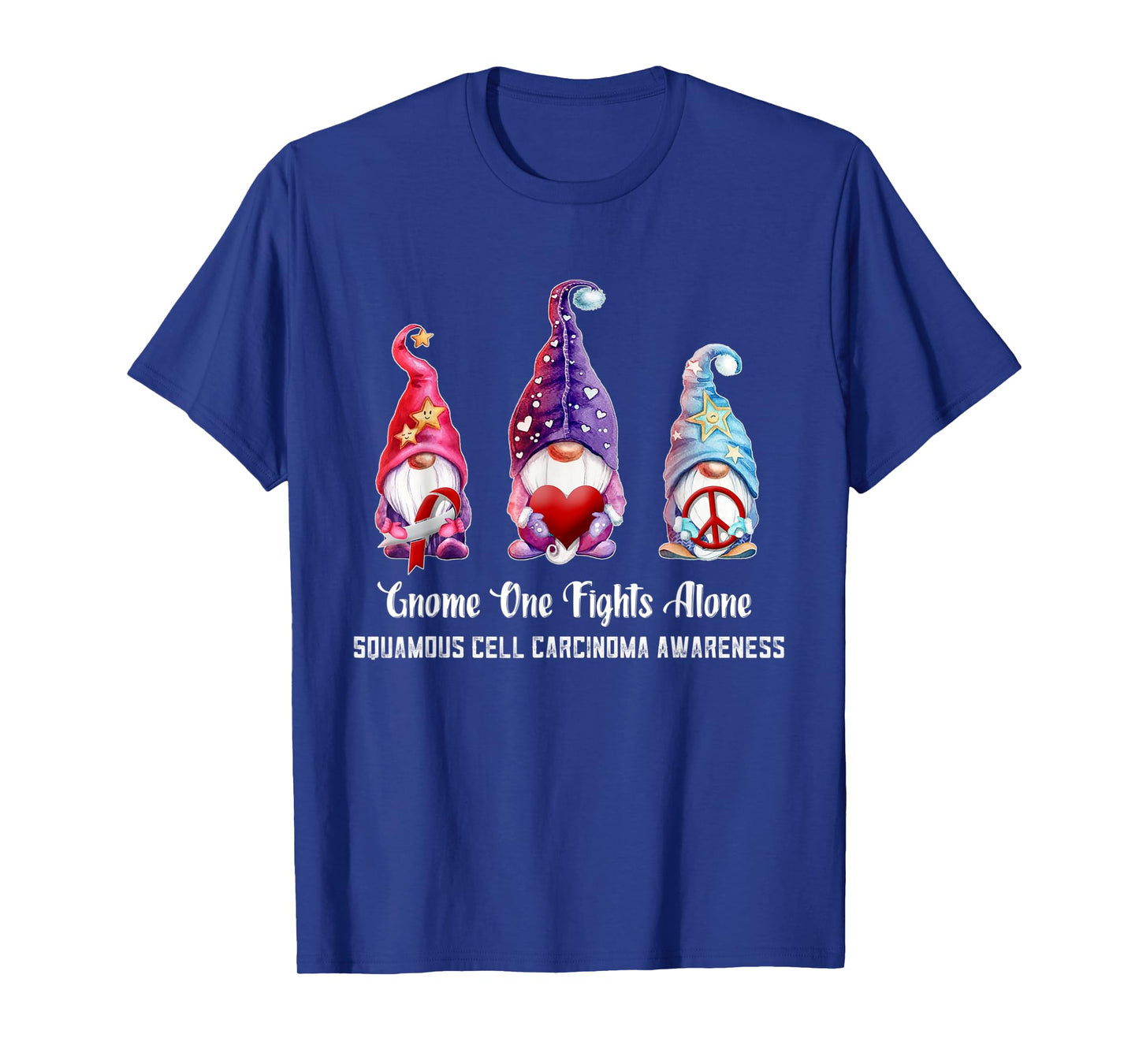 Gnome One Fights Alone Squamous Cell Carcinoma Awareness T-Shirt