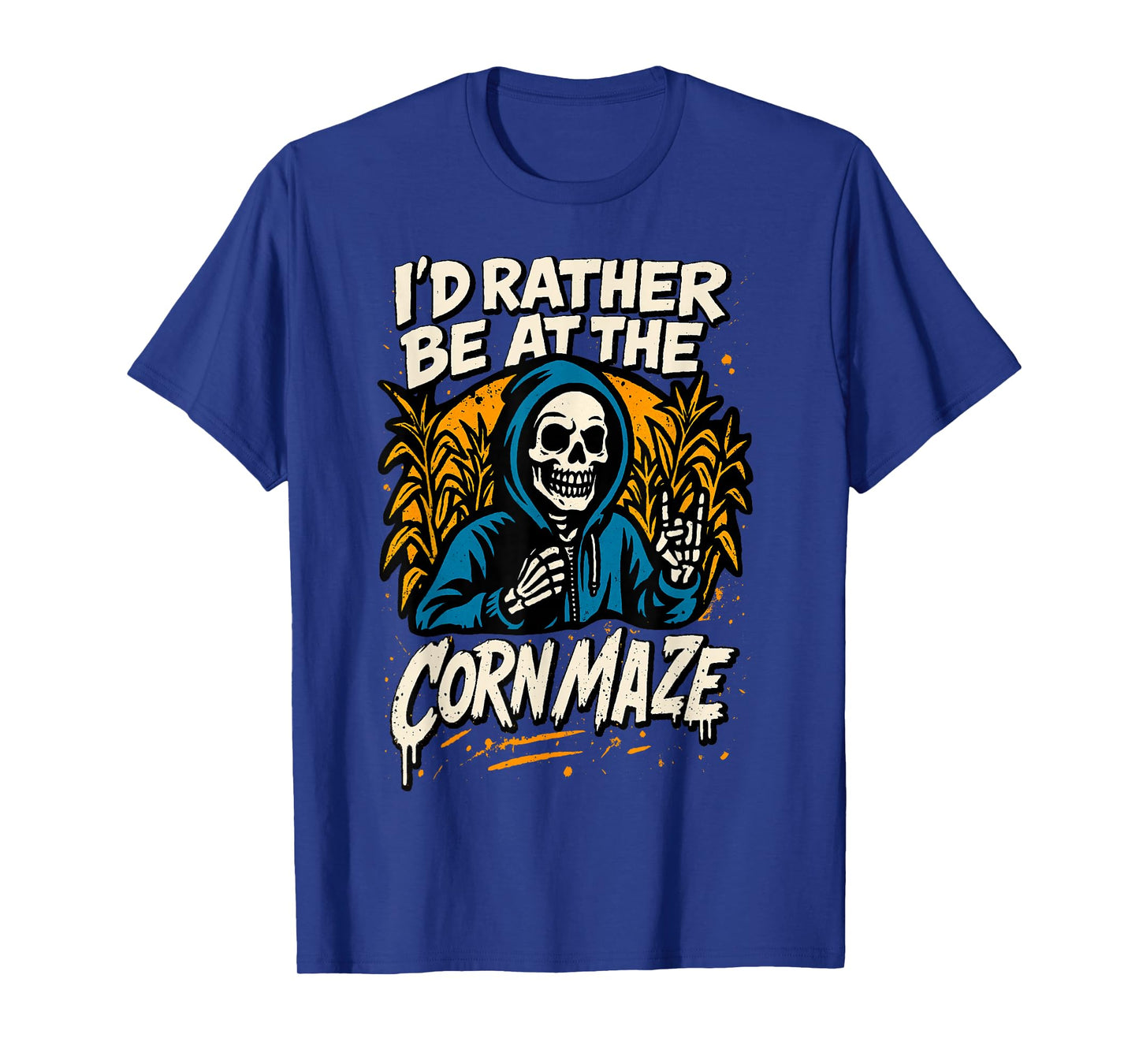 I'd Rather Be at The Corn Maze Halloween Skeleton Fall Kids T-Shirt