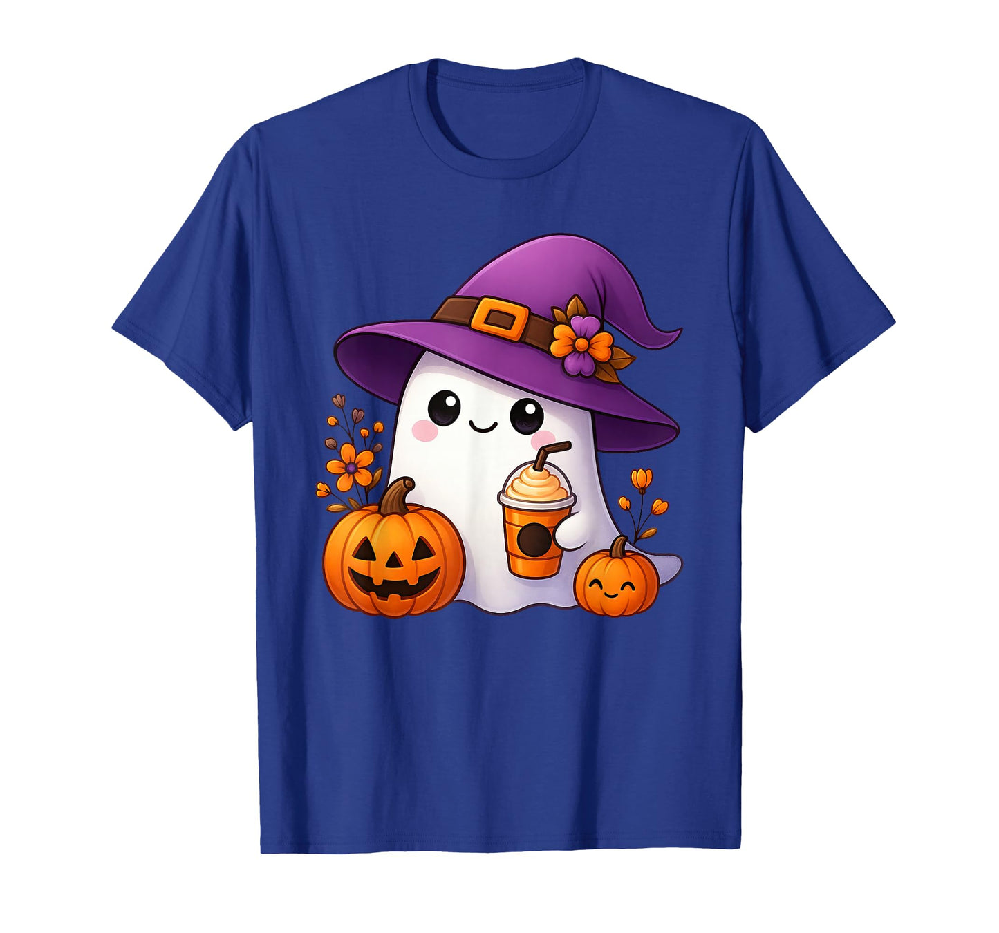 Funny Halloween Costume Ghost Drinking Pumpkin Men Women Boy T-Shirt