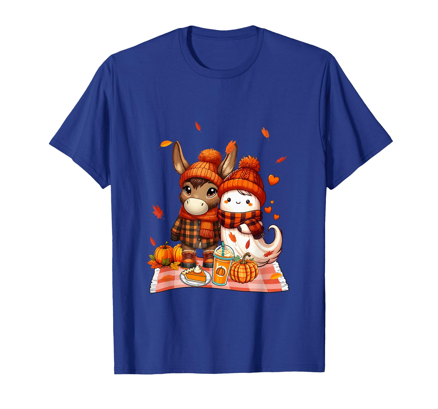 Mule with Boo Halloween Thanksgiving Fall Leaves Pumpkins T-Shirt