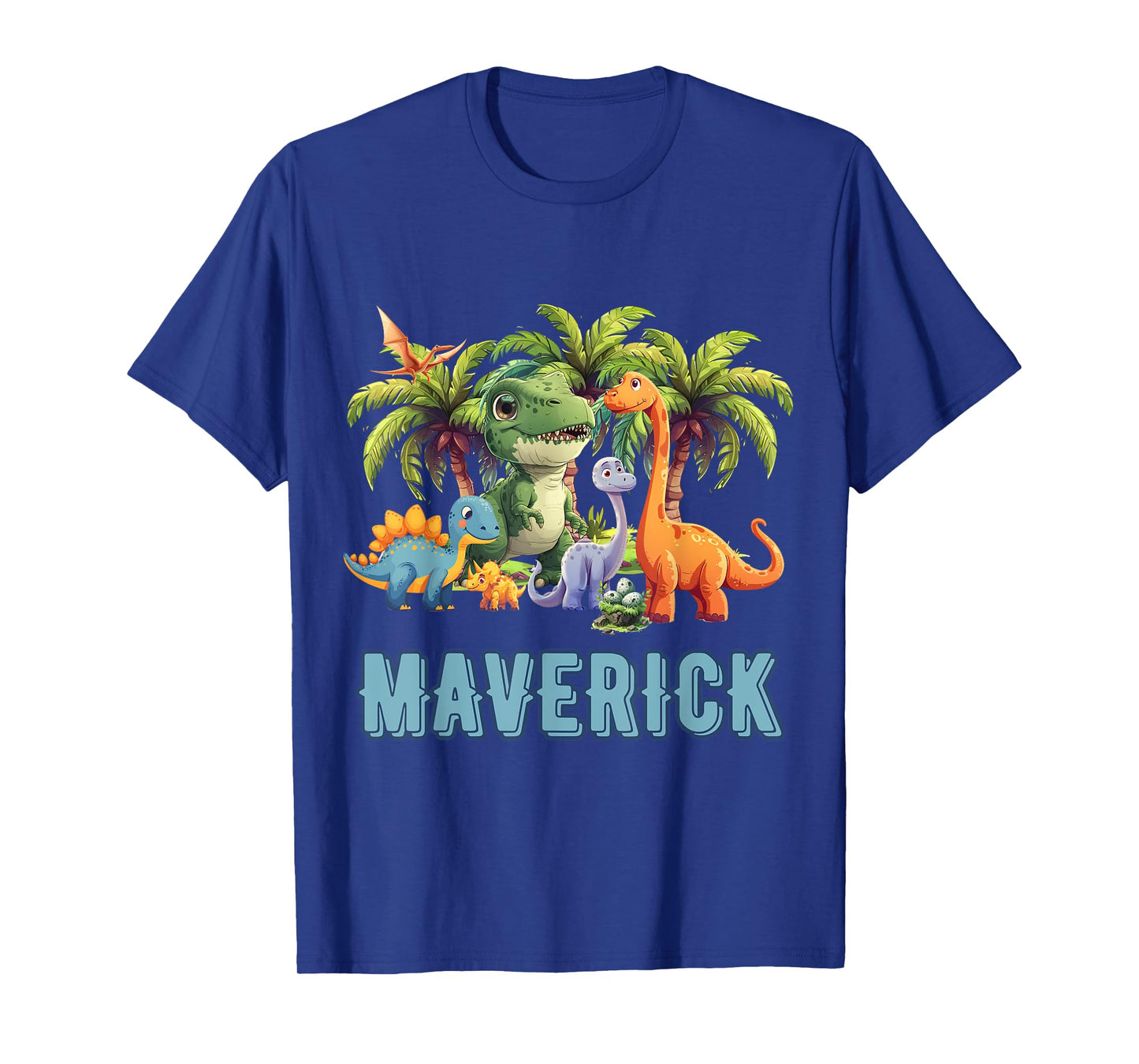 MAVERICK Dinosaur Personalized Custom First Name Toddler Fun T-Shirt