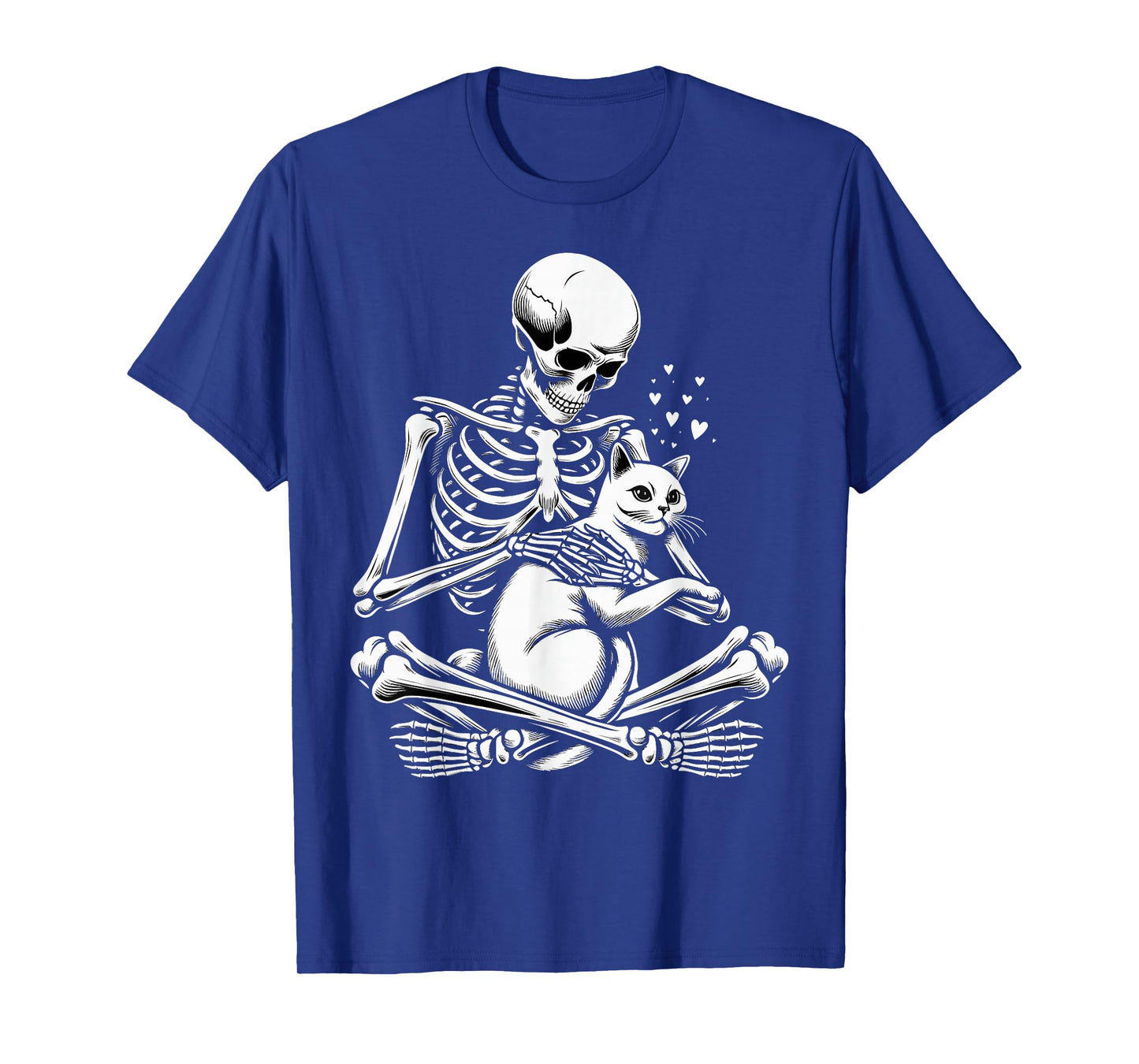 Skeleton Holding A Cat Skull Graphic Spooky Scary Halloween T-Shirt