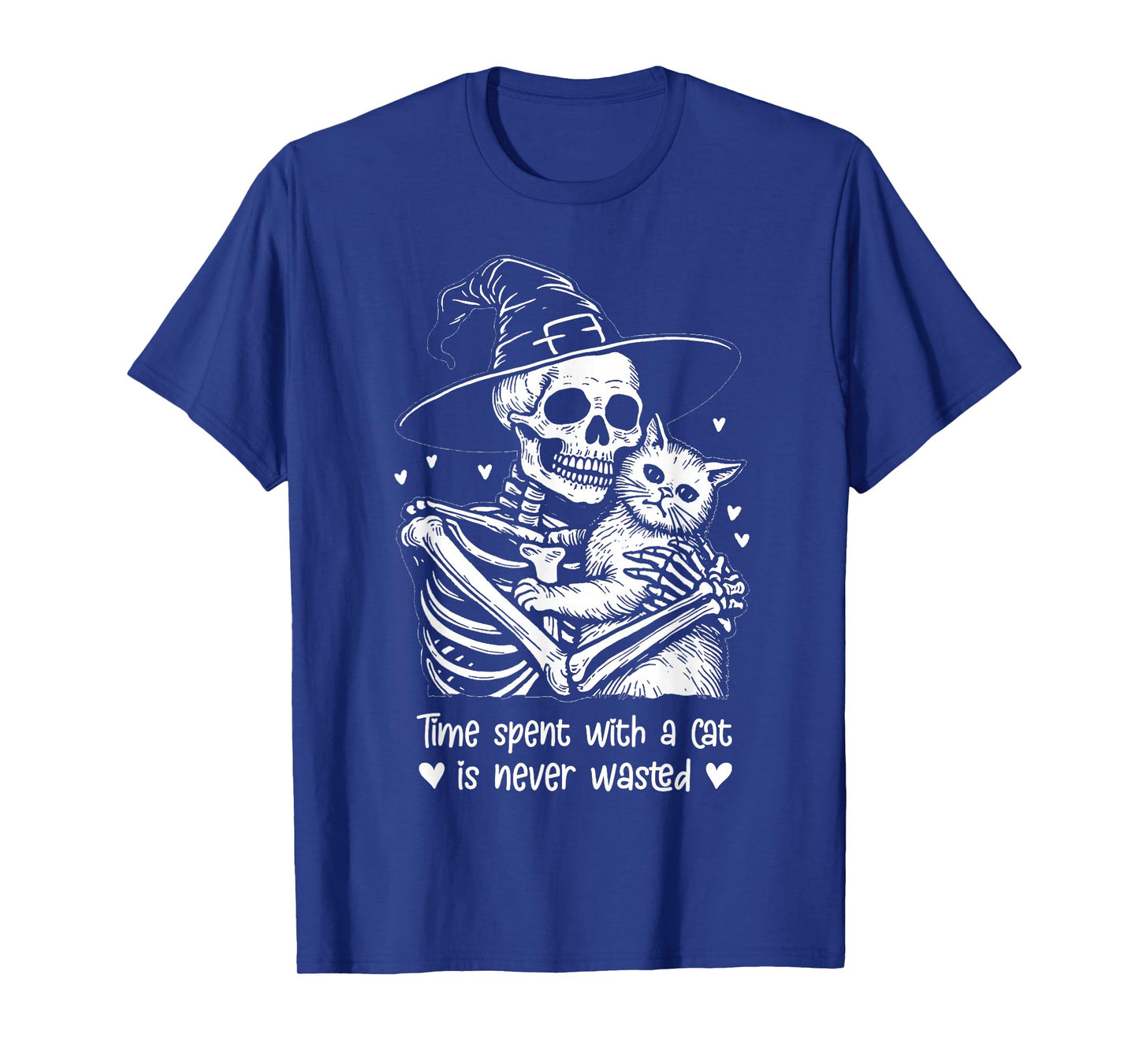 Time Spent with A Cat is Never Wasted Pet Halloween Skeleton T-Shirt