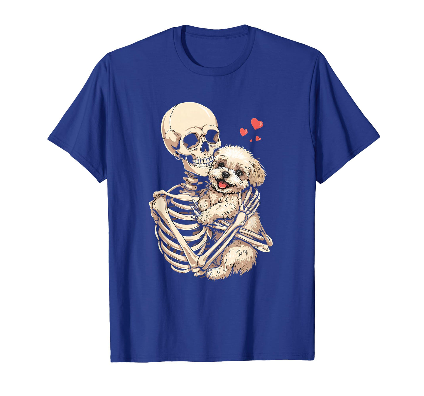 Skeleton Hugging Maltipoo Halloween Maltipoo Dog Lover T-Shirt