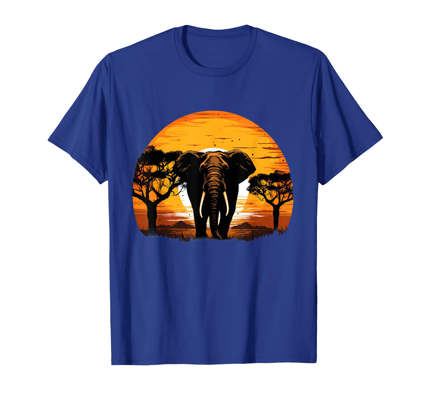 Elephant Safari Sunset Colorful Savanna Artwork Nature T-Shirt