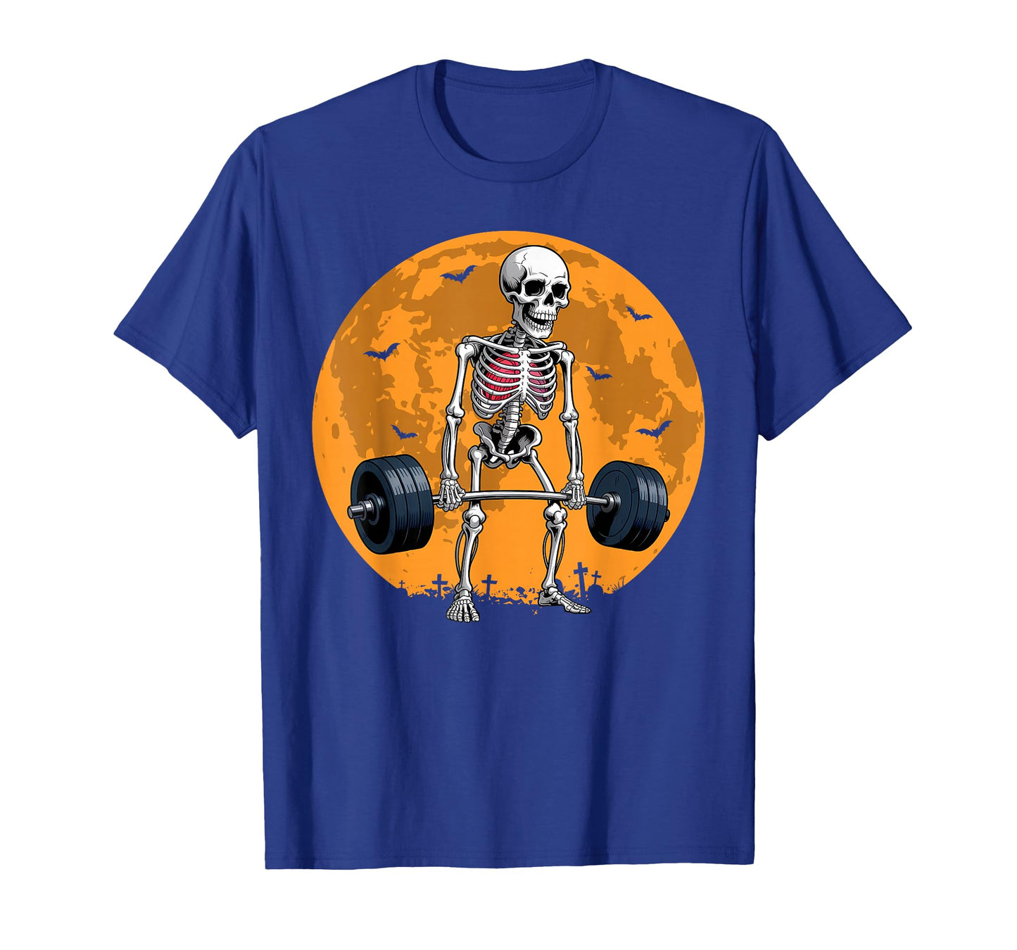 Halloween Skeleton Deadlift Funny Fitness Weightlifting Gym T-Shirt