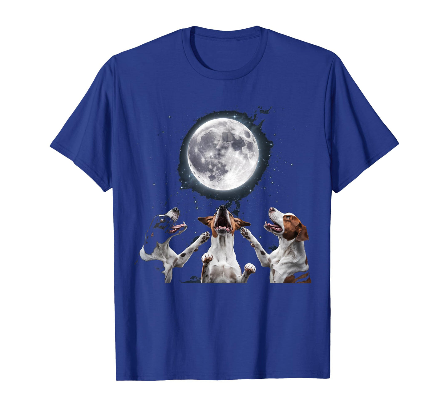 Three Dogs Howling at the Moon Under a Starry Night Sky T-Shirt