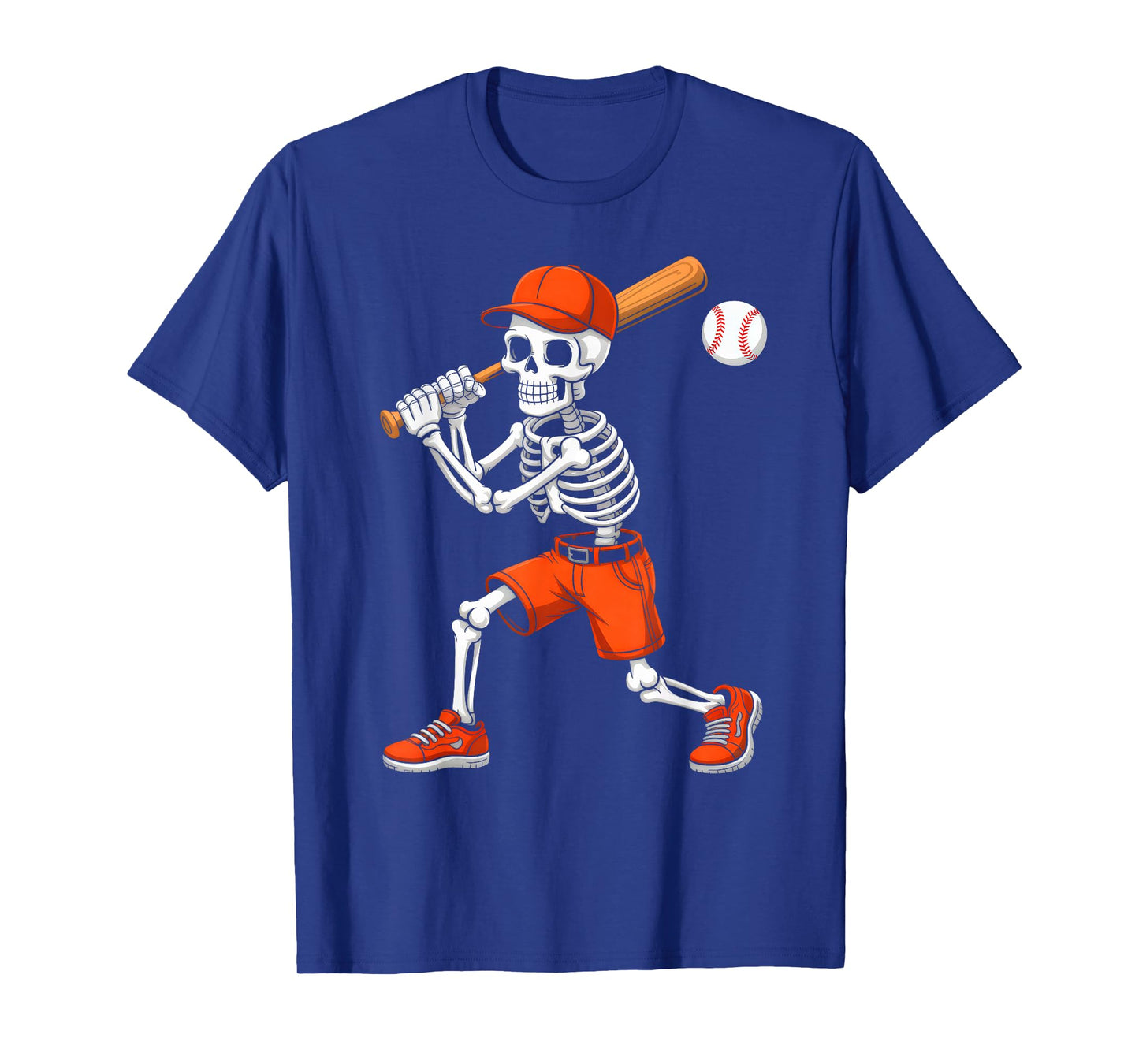 Skeleton Batting Baseball Halloween Costume Boys Men Kids T-Shirt