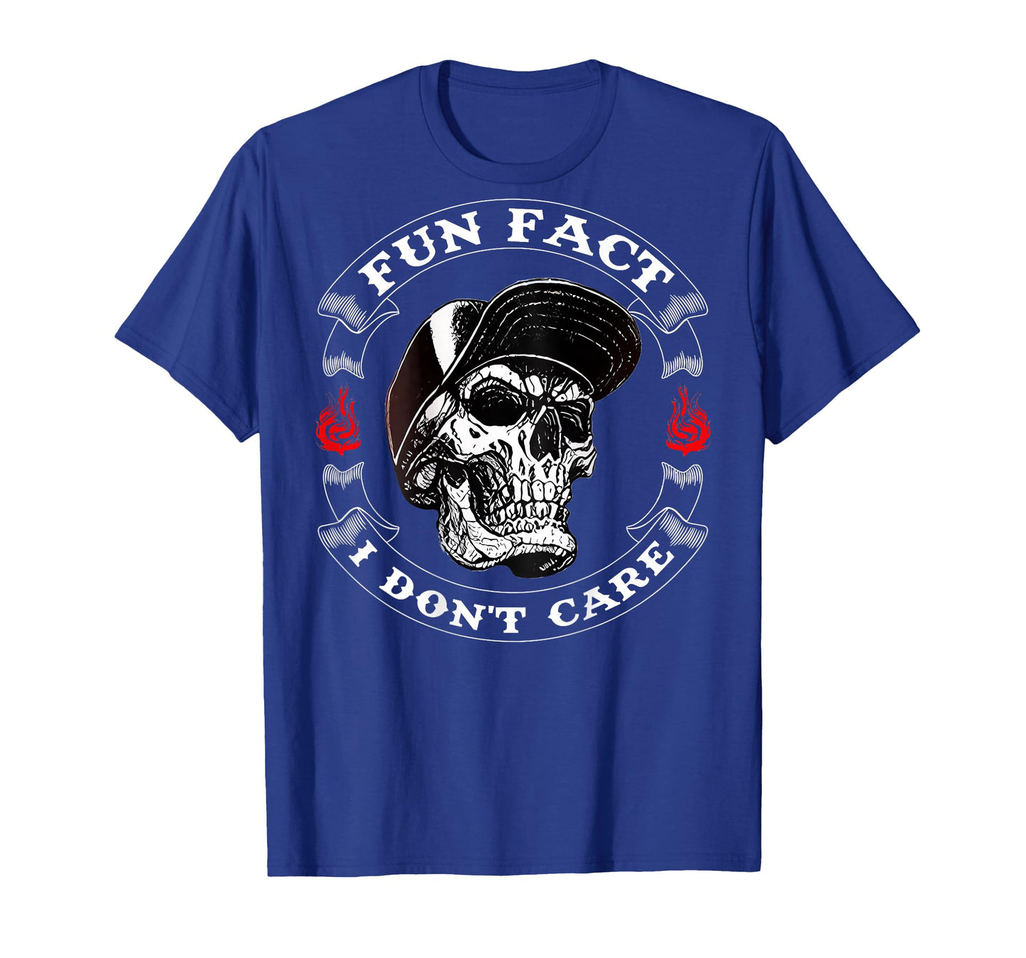 Fun Fact I Don't Care Funny Skeleton Sarcastic (ON Back) T-Shirt