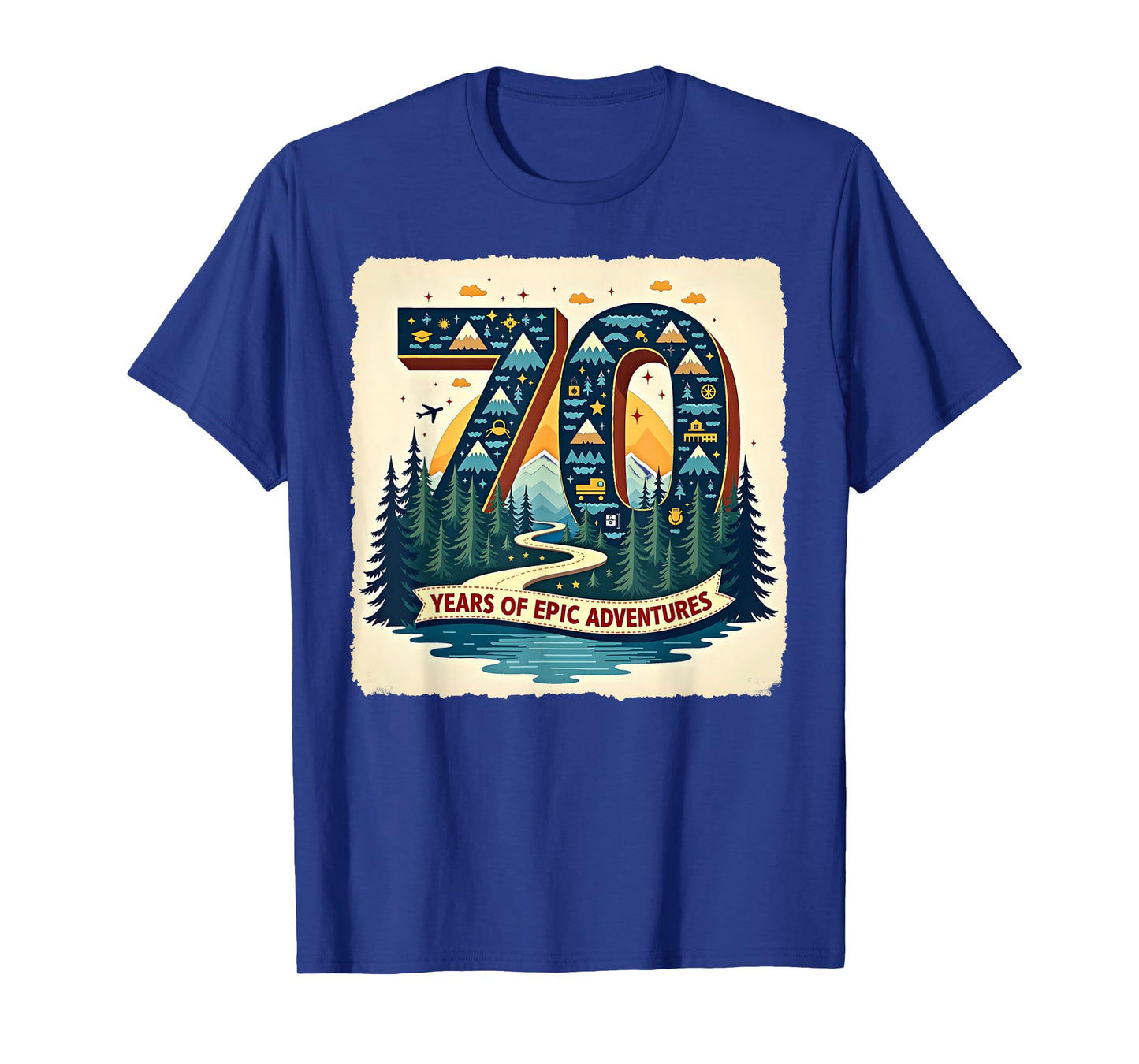 70 Years of Epic Adventures Birthday Gift Milestone Art T-Shirt