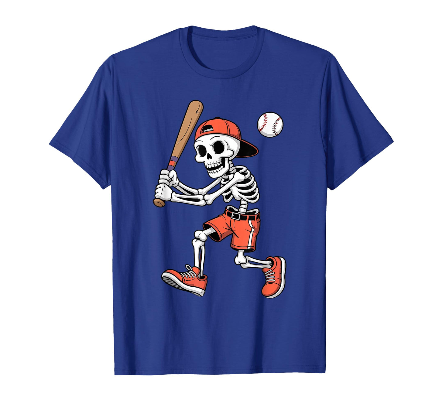 Funny Skeleton Batting Baseball Spooky Halloween Player T-Shirt