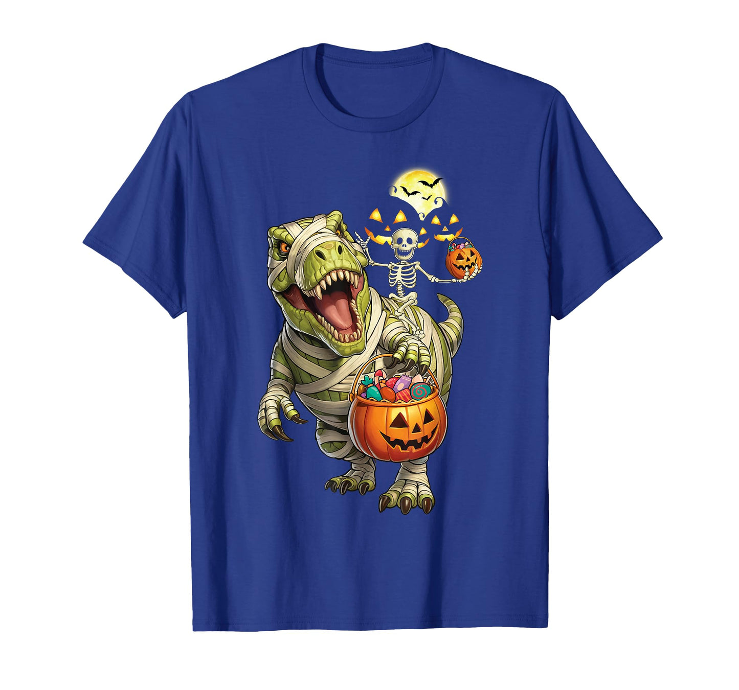 T Rex Halloween Scary Ghost Skeleton Riding Mummy Dinosaur T-Shirt