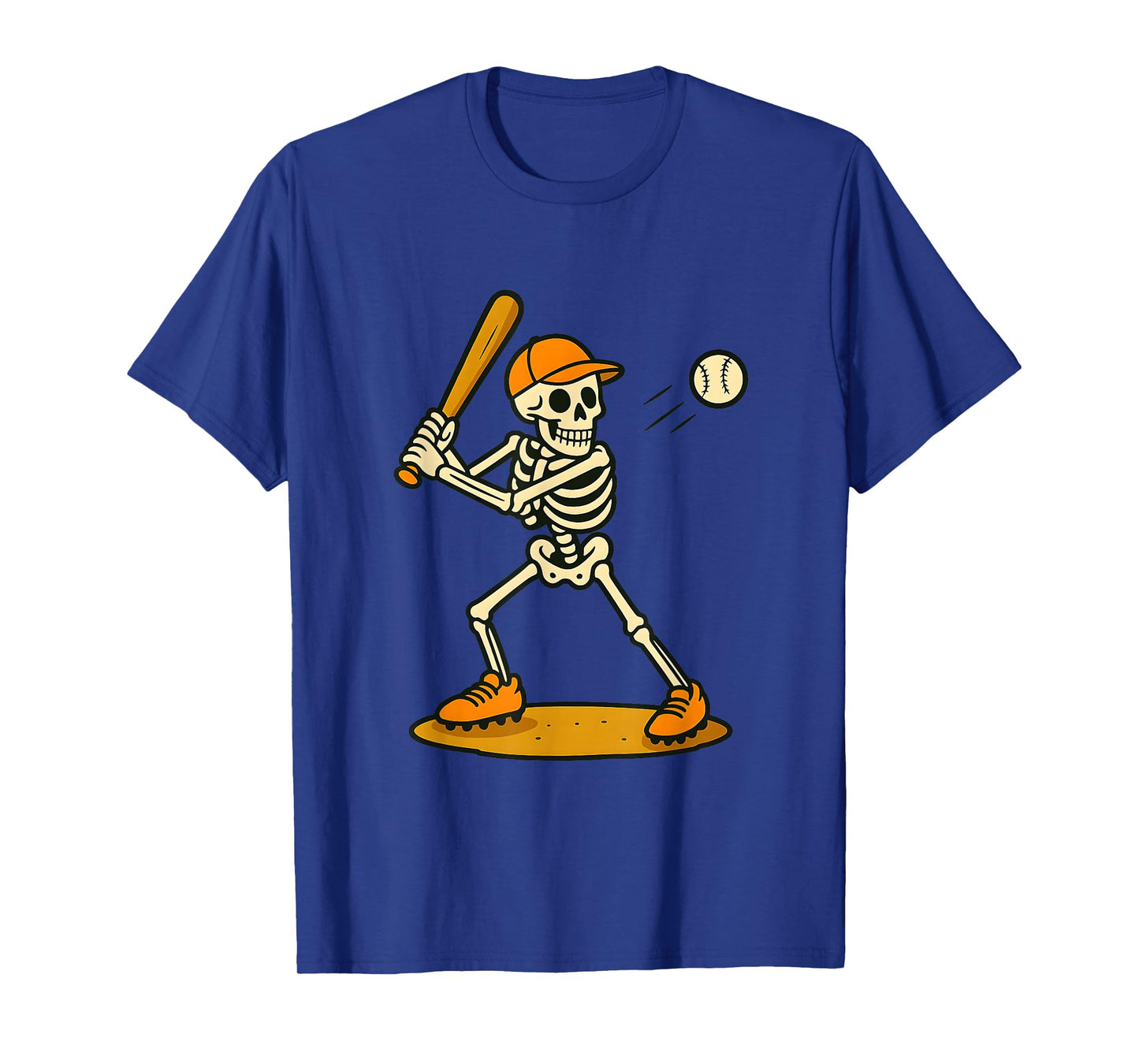 Skeleton Halloween Playing Baseball T-Shirt