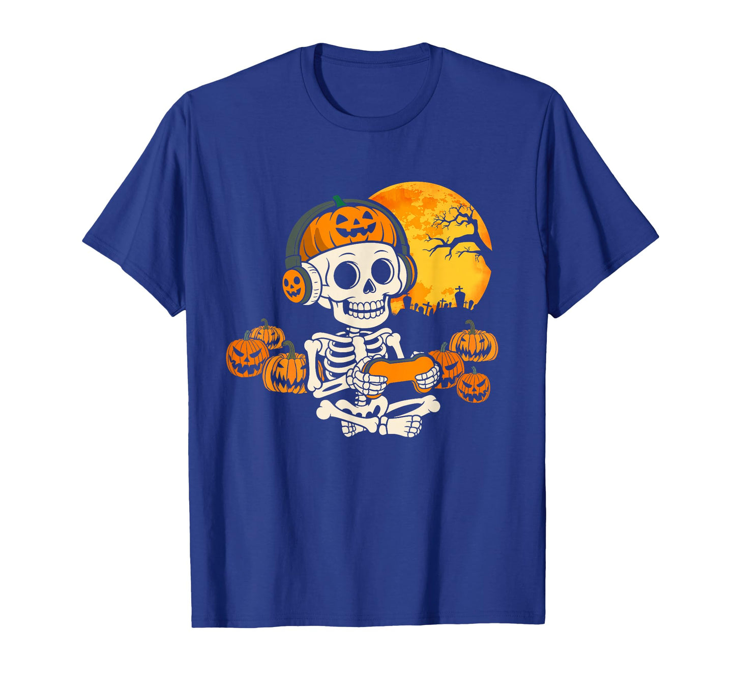 Gamer Spooky Skeleton Gaming Video Games Halloween Boys T-Shirt