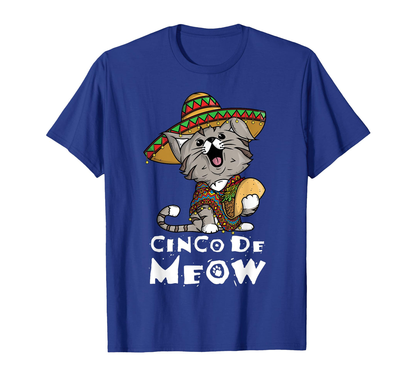 Cinco De Meow Shirt with Smiling Cat Taco and Sombrero Men Women Girls Kids T-Shirt